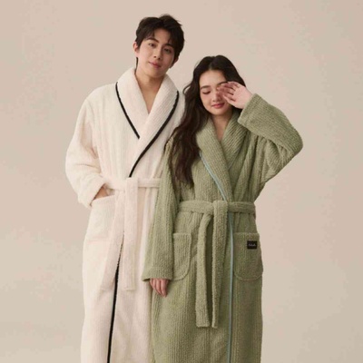 浴袍冬季加绒加厚睡袍女秋冬长款