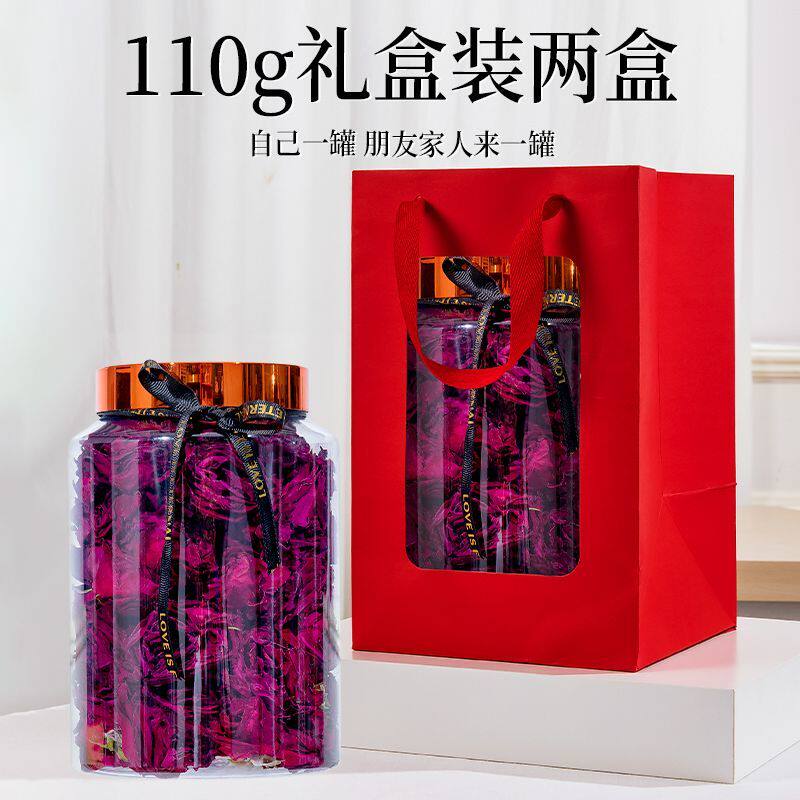 云南冻干玫瑰花玫瑰花茶大朵特级新鲜无硫墨红玫瑰罐装大一朵一杯