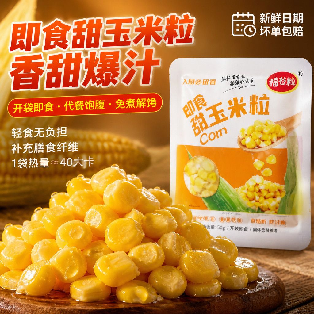 低脂即食玉米粒水果独立玉米真空50克小包装健身代餐零食开袋轻食