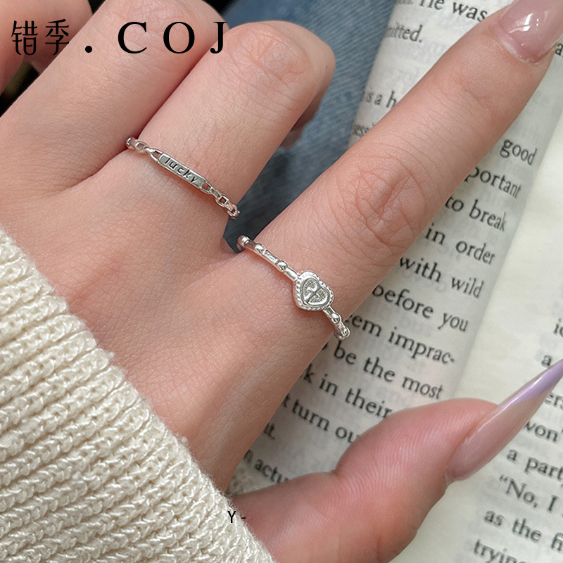 S925纯银爱心戒指蝴蝶结戒指