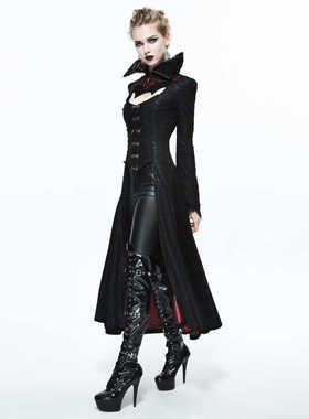 Devil fashion 黑色暗花纹绣花女式裙摆外套【CT07301 CT07302】