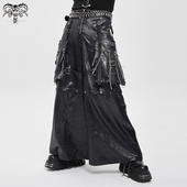 Devil PT287 fashion恶魔时尚 乱褶仿皮梭织料朋克阔腿裤