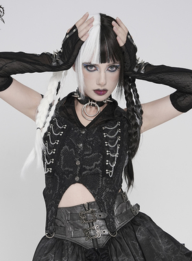 DEVIL FASHION恶魔时尚蛇纹印花梭织挂脖露肩朋克衬衣【SHT150】