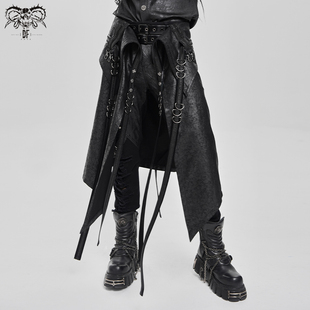 SKT244 朋克裂纹皮翻领腰头半裙 fashion恶魔时尚 Devil