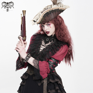 SHT09601 Devil 哥特日常蕾丝花边V领衬衫 新年战袍冬季 fashion