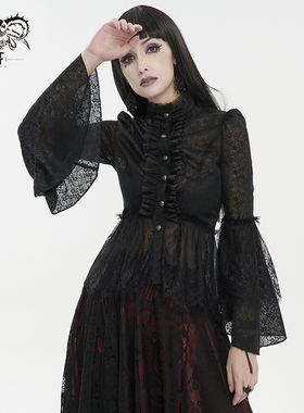 Devil fashion 恶魔时尚女装暗黑哥特日常花纹长袖衬衫【SHT099】