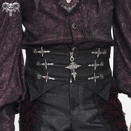DEVIL FASHION恶魔时尚哥特亮光提花十字架腰封【AS291】