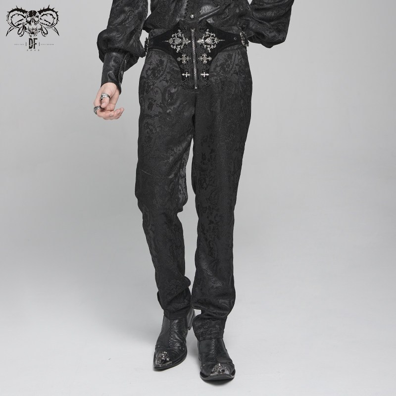 Devil fashion恶魔时尚哥特腰果花提花料日字扣长裤恶魔裤子PT284图片