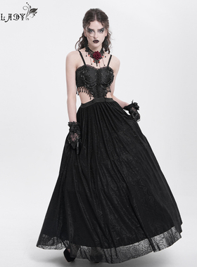 Devil fashion恶魔时尚玫瑰花料吊带露腰连衣裙【ESKT05901/2】
