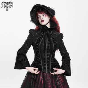 CT266 哥特蛇纹皮喇叭领短外套上衣 fashion恶魔时尚 Devil