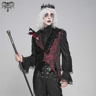 玫瑰提花马甲可拆卸羽毛胸针WT099 哥特配饰毛领款 Devil fashion