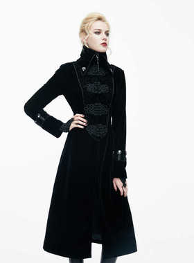 Devil fashion 黑色丝绒风衣外套女大衣【CT06101 CT06102】