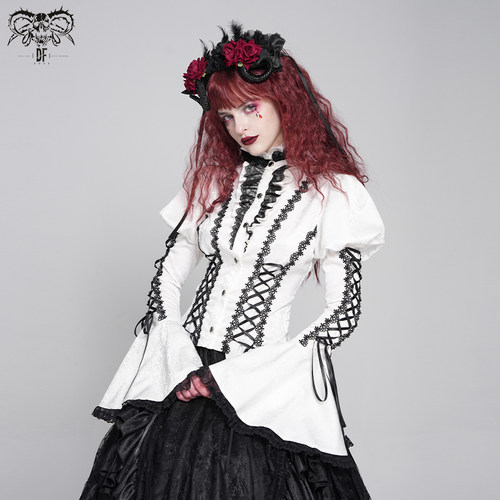 Devilfashion爱心提花哥特衬衣