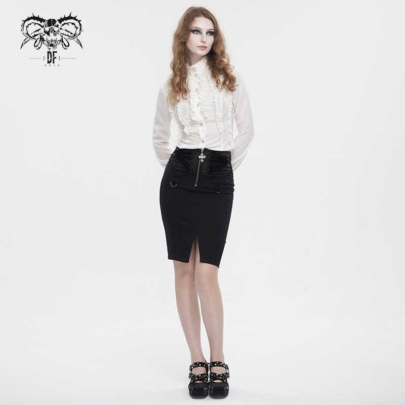 SKT179一步恶魔前开叉半身裙哥特