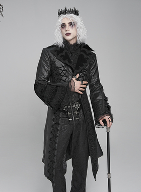 DEVIL FASHION恶魔时尚哥特花纹皮中长外套【CT275】