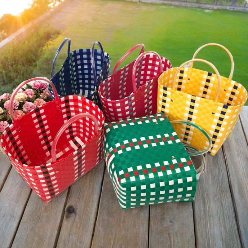 塑料菜篮子手编购物收纳篮洗澡沐浴篮筐简约手提礼品篮筐定制