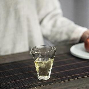 手工加厚玻璃公道杯家用大容量分茶器茶水分离杯功夫茶道茶具 日式