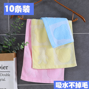 10条装 纯棉儿童毛巾洗脸家用柔软吸水卡通幼儿园长方形小批發