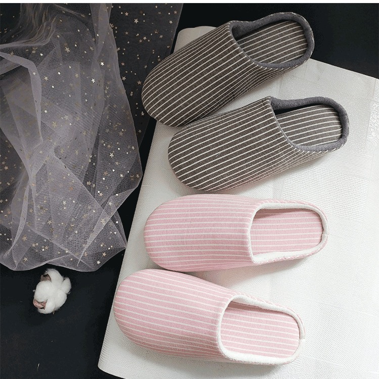 日式居家情侣棉拖鞋 静音防滑木地板拖鞋冬季家居室内软底鞋男女