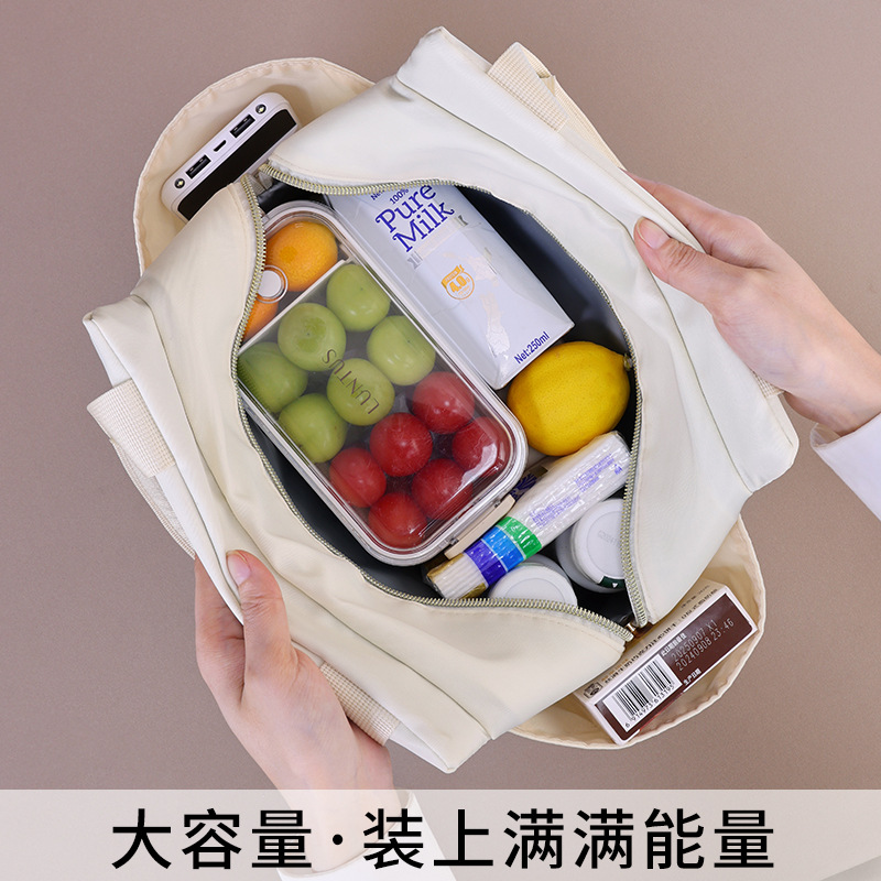 新品多口袋大容量带饭的保温手提袋上班族午餐便当包野餐饭盒袋子