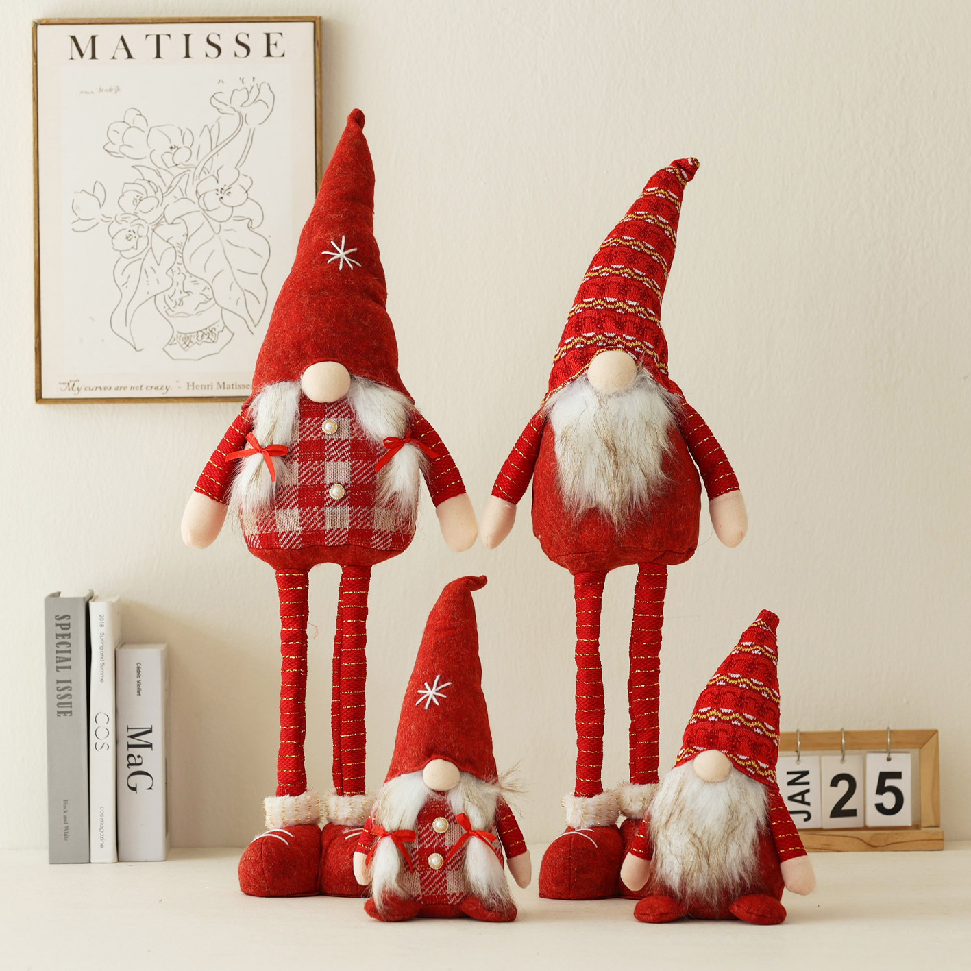 圣诞节日装饰毛线针织noe圣诞地精橱窗公仔摆件无脸娃娃摆件玩偶