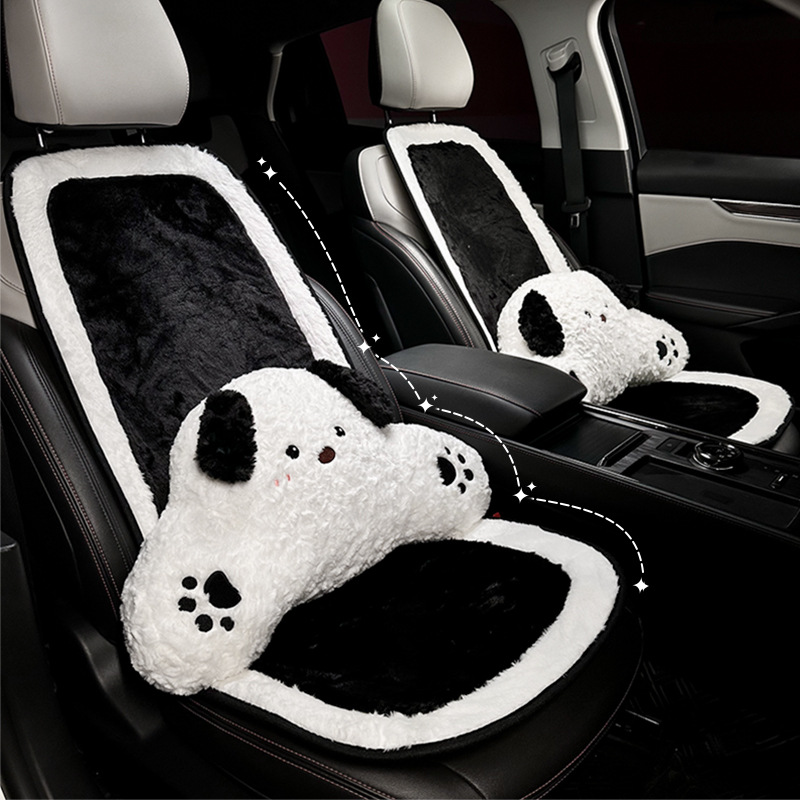 简约汽车坐垫冬季高级感毛绒加厚保暖车用座椅垫网红女神车载座套