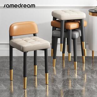 三梦北欧轻奢家用可叠放餐椅简约小凳子女化妆椅餐厅餐桌靠背椅子