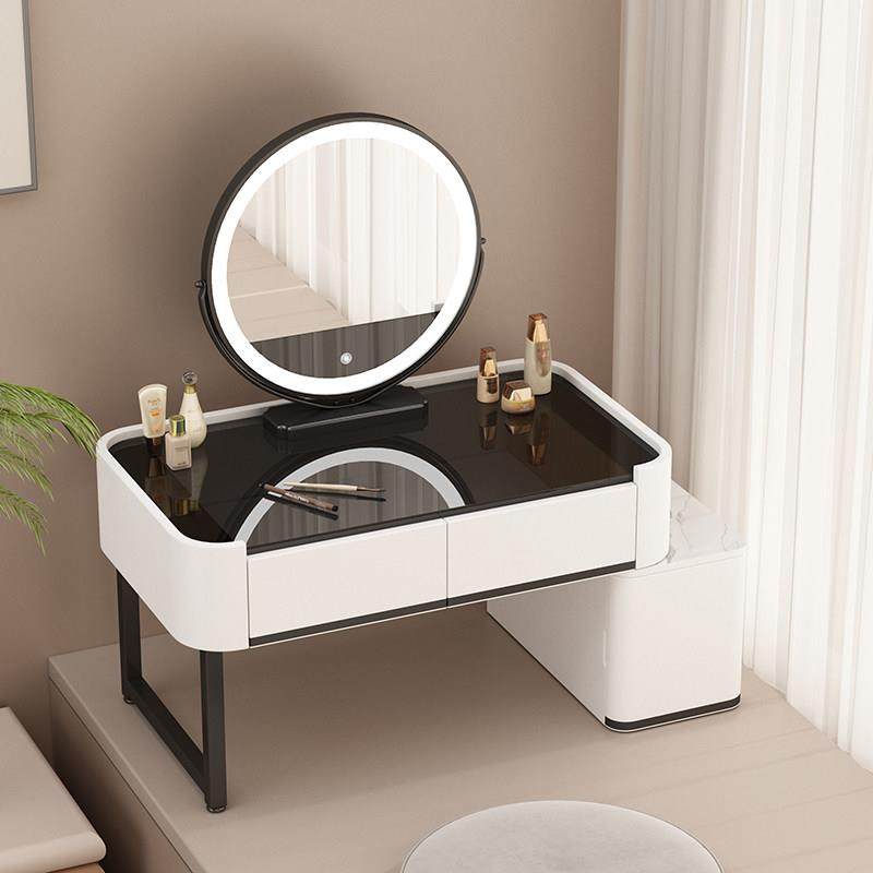 全实木飘窗化妆台一体小户型多功能迷你北欧简约化妆桌带镜化妆柜