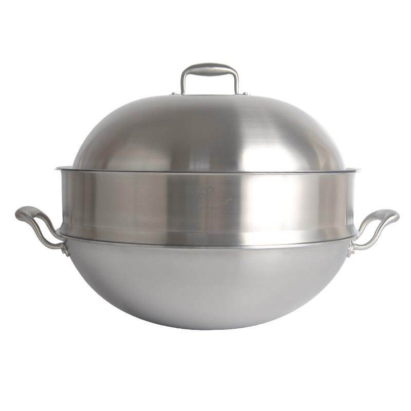 无涂层18/10不锈钢炒锅40cm无烟不粘电磁炉燃气通用双耳炒菜锅