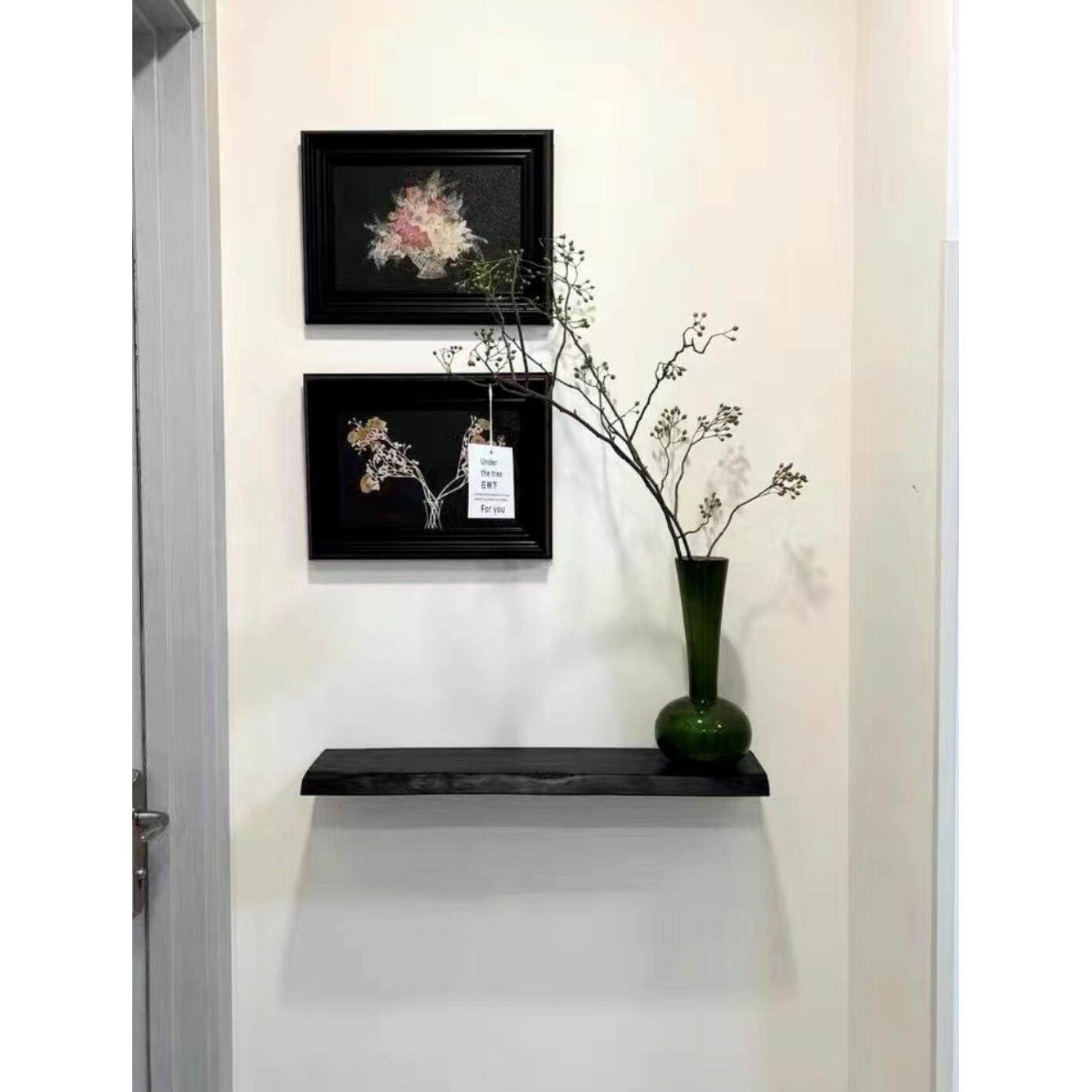 侘寂风原木墙壁一字隔板走廊玄关置物架炭化黑壁挂式背景层板书架,商业/办公家具,层板/挂板,淘宝优惠券,粉丝福利购,淘宝优惠卷