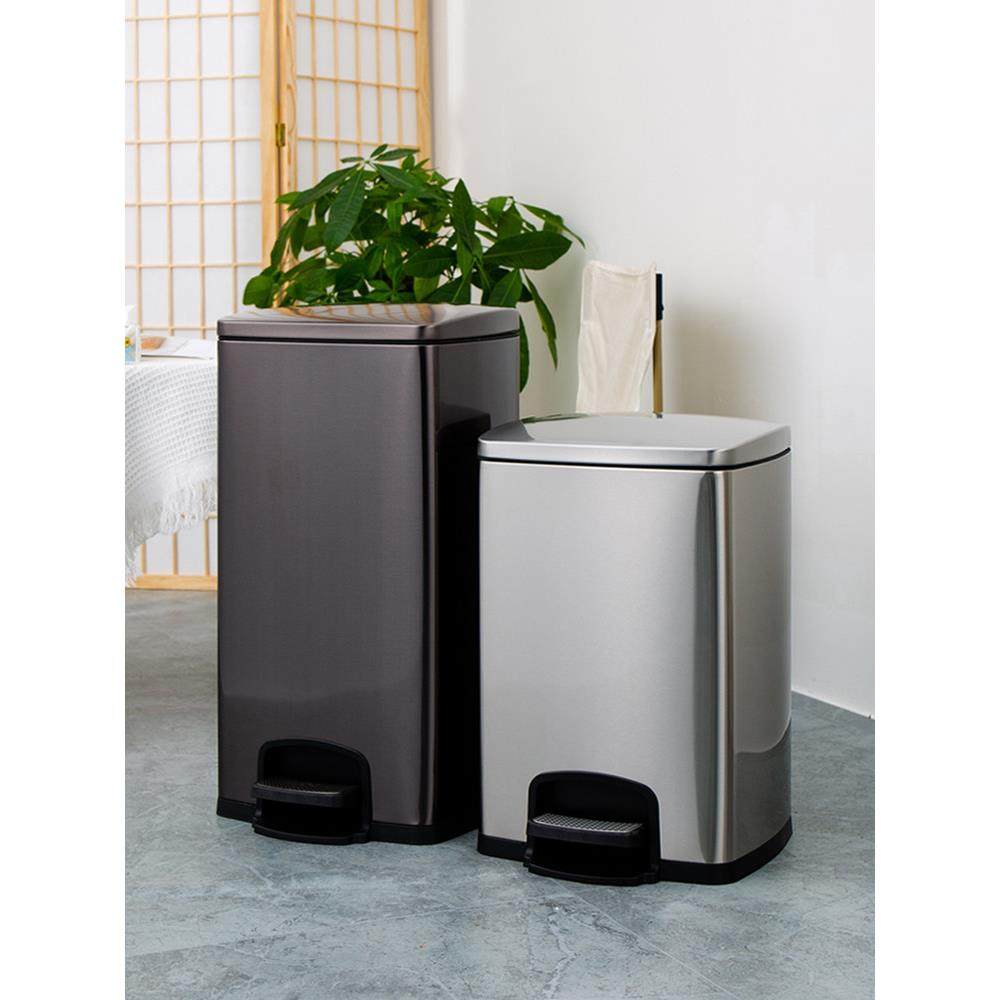 不锈钢垃圾桶大容量办公室脚踏式家用厨房客厅商用50L卫生间30升