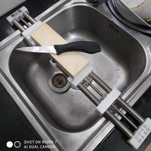 三代砥石架通用水池磨刀石架子调节水槽304不锈钢防滑固定磨刀架