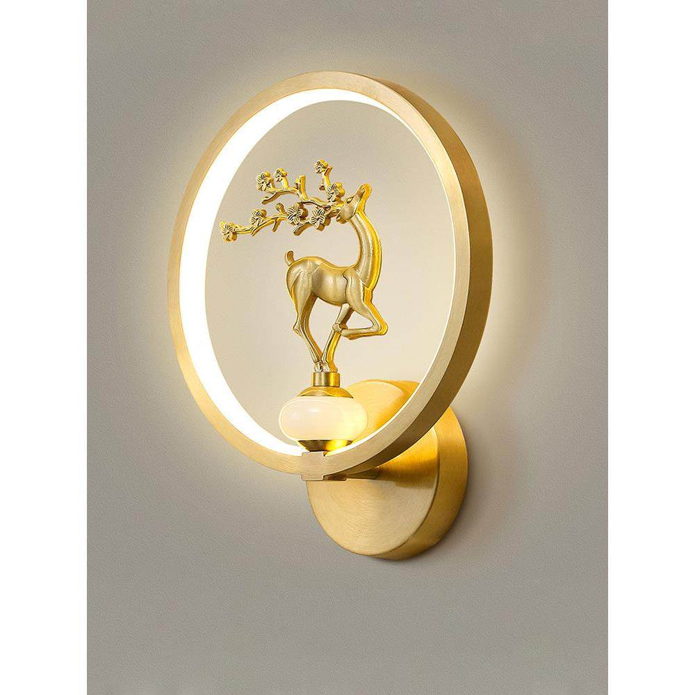 全铜壁灯新中式客厅背景墙灯创意现代简约楼梯过道LED床头卧室灯