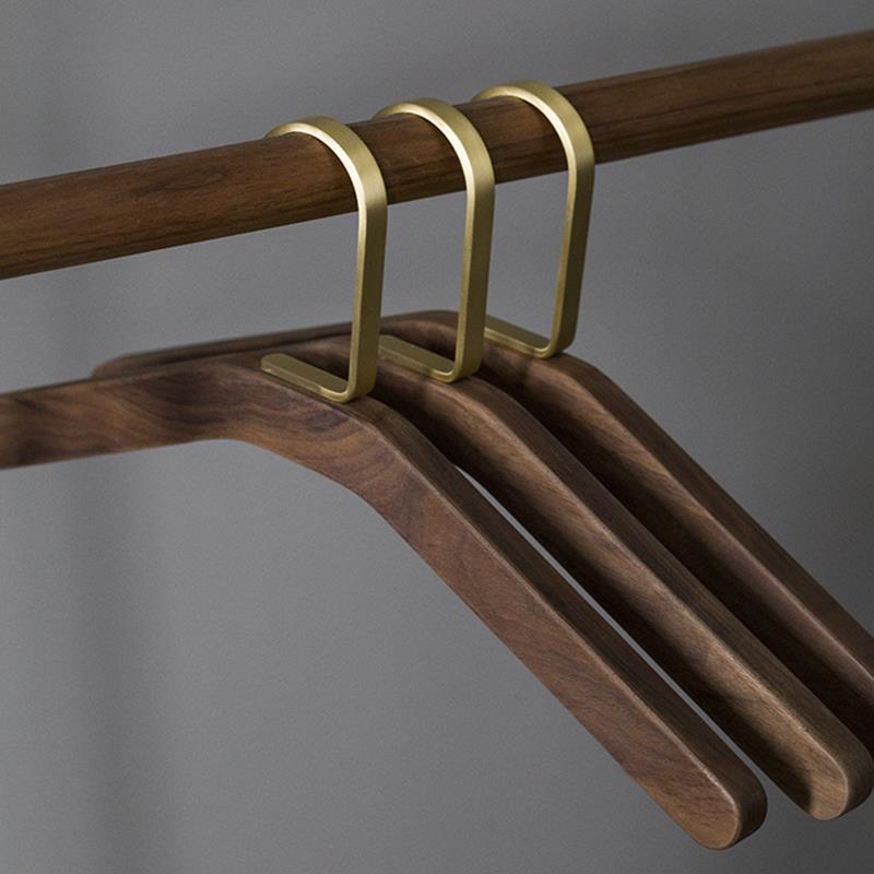 高端木制衣架家用卧衣撑室高端酒店无痕黑胡桃实木黄铜衣撑大衣架