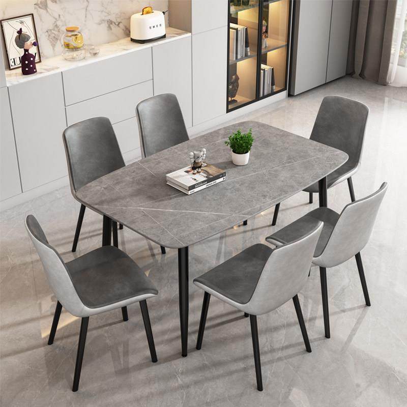 简约小户型现代加厚岩板餐桌轻奢长方形饭桌子客厅家用餐桌椅组合,住宅家具,岩板餐桌,淘宝优惠券,粉丝福利购,淘宝优惠卷