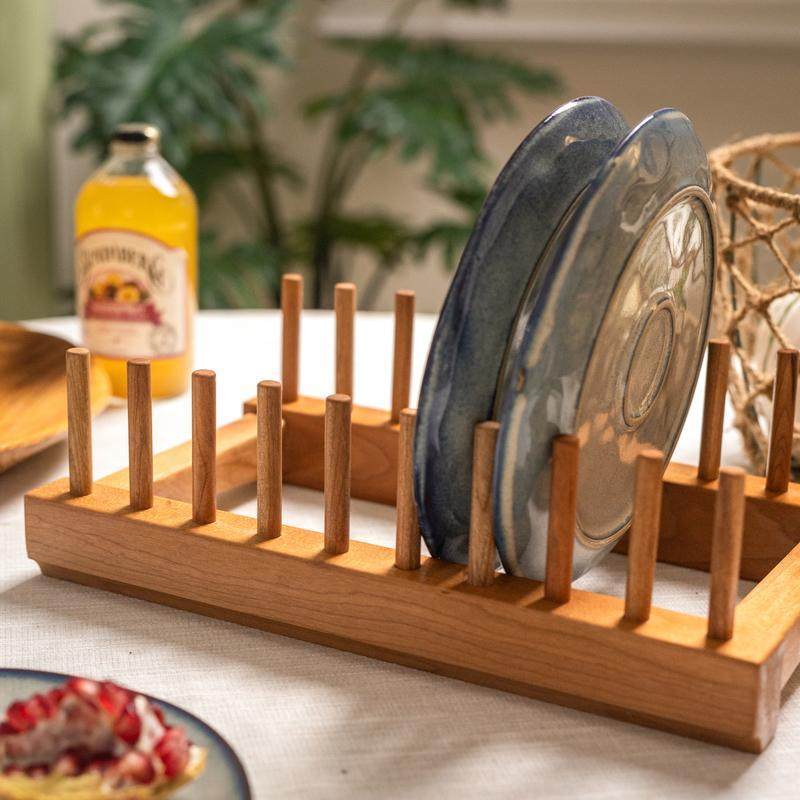 掬涵实木盘子展示支架收纳架水杯碟盘沥水架置物架茶饼陶瓷盘架子