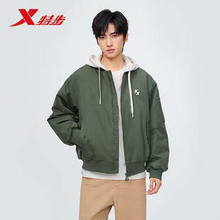 特步XDNA薄棉服男2025冬季新款轻薄保暖薄款连帽外套975429170274