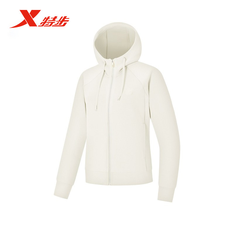 特步外套女2026年春季新款运动服针织连帽上衣夹克女974128940002