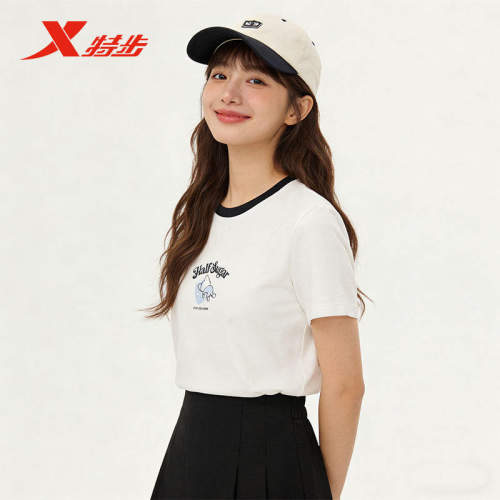 特步短袖针织衫女士2026夏季薄款