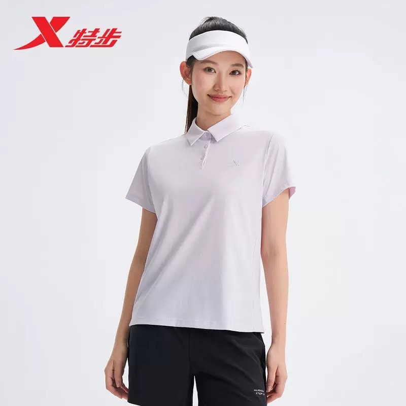 特步女子综训短袖POLO衫2026夏季新冰丝凉爽舒适短袖974228020200
