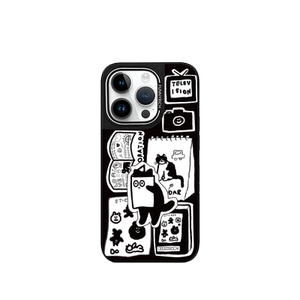 FUNNYRICH艺术家联名手帐贴纸适用iPhone16ProMax手机壳苹果15plus新款磁吸保护套14男女款小众个性黑白防摔