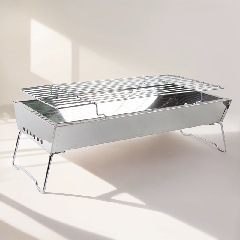 淄博家用户外烧烤便携炉子加厚不锈钢烧烤架子木炭折叠烧烤架