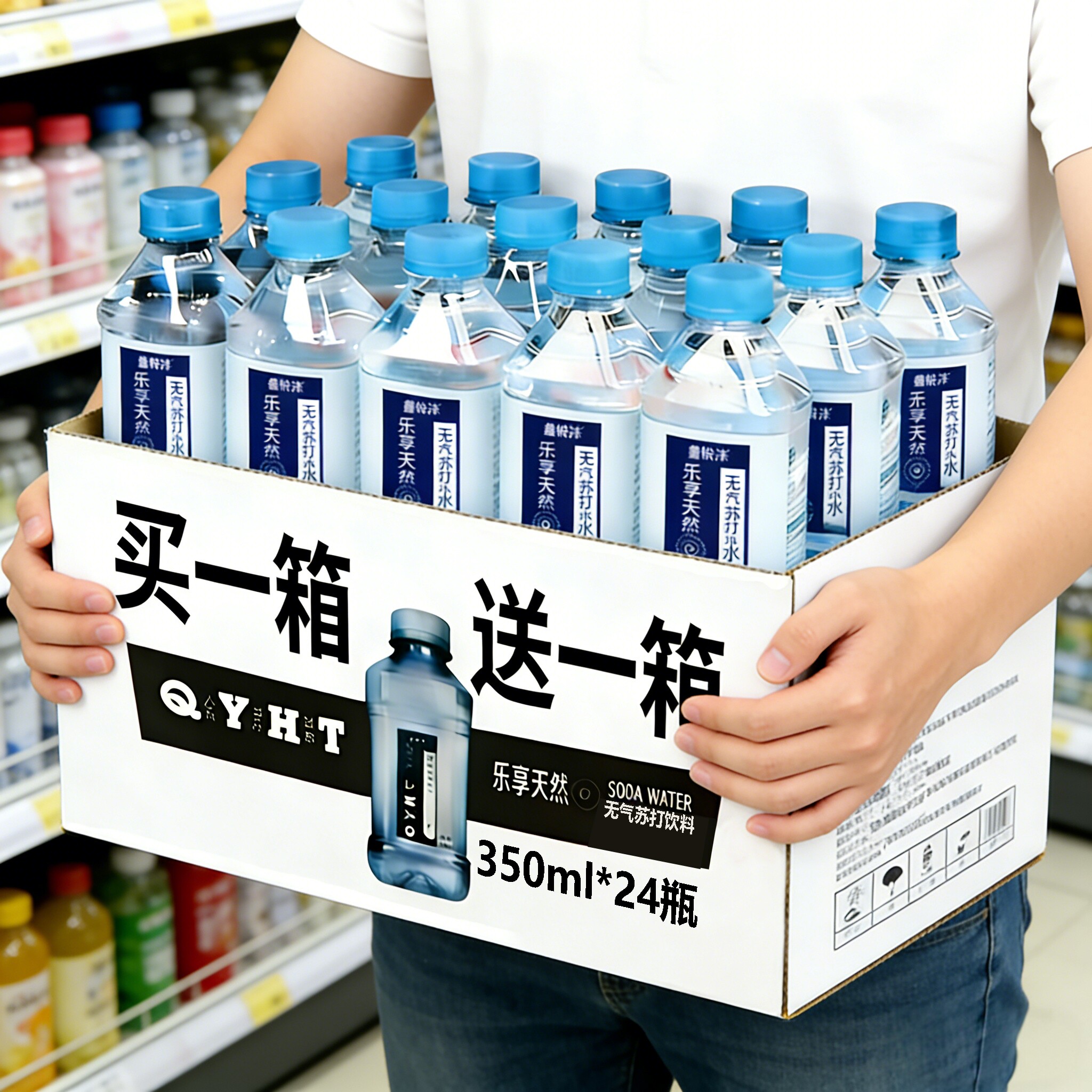 无气苏打水24瓶*350ml整箱0脂0卡无糖特惠装弱碱性饮料非矿泉苏打