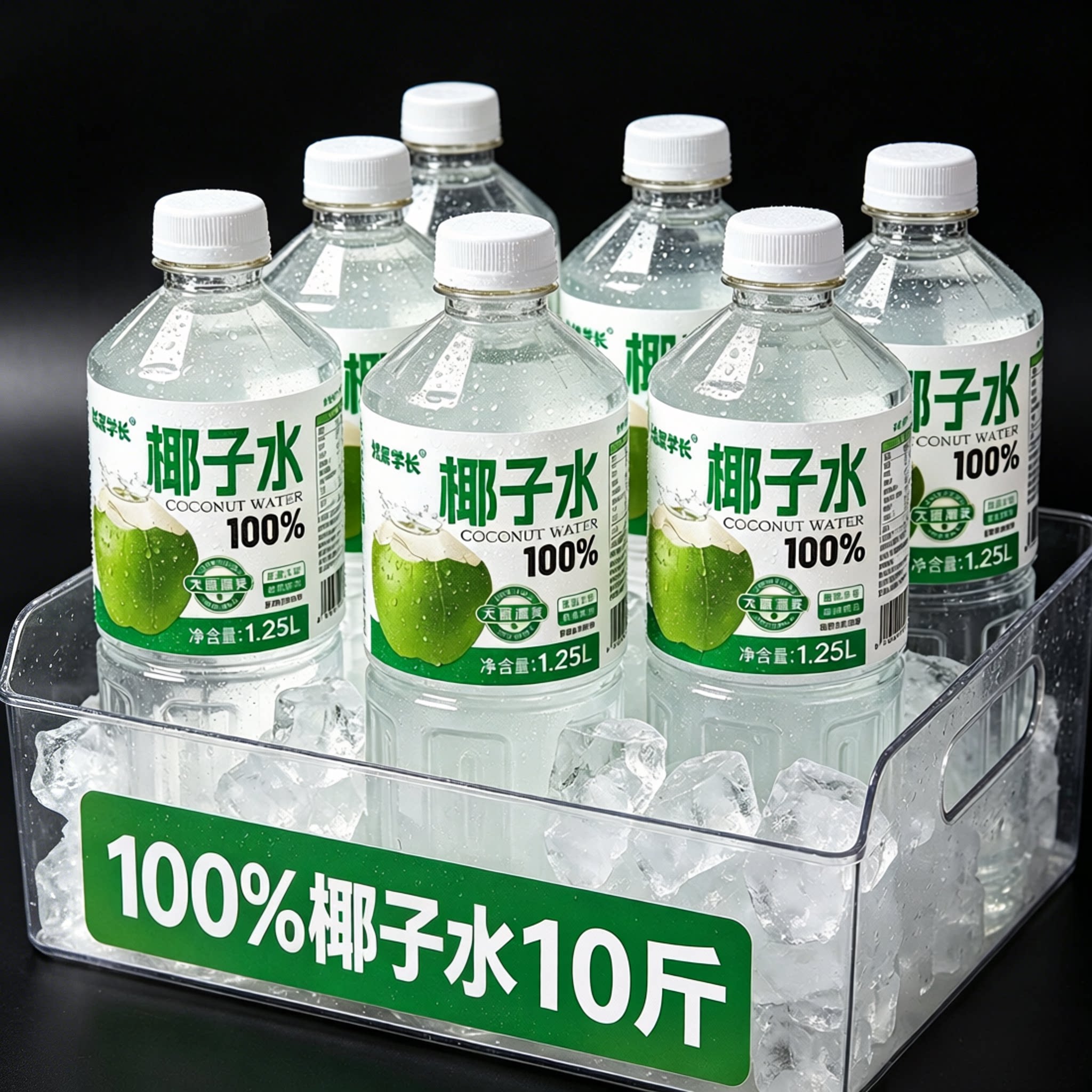 【满满10斤】100%椰子水大瓶1.25L*4瓶装无添加剂果汁植物饮料