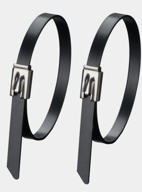 304喷塑不锈钢扎带4.6*3w00黑色金属桥架束线带标牌扎丝自锁不绣