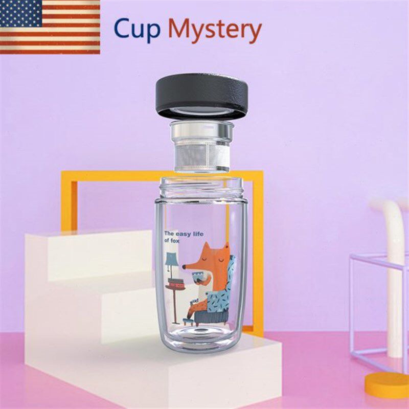 美国cupmystery双层杯子隔热茶隔车载K泡茶杯男高硼硅玻璃杯水杯