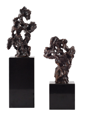 新中式陶瓷抽象太湖石摆件客厅玄关酒柜书柜O大理石底座小雕塑摆