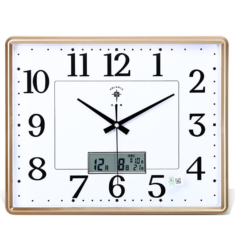 新款北极星16英寸静音大现代挂E钟客厅时钟简约方形石英钟卧室
