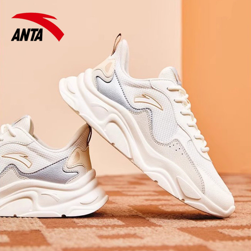 安踏小千禧老爹鞋夏季女鞋复古增高老爹鞋舒适网面透气休闲运动鞋