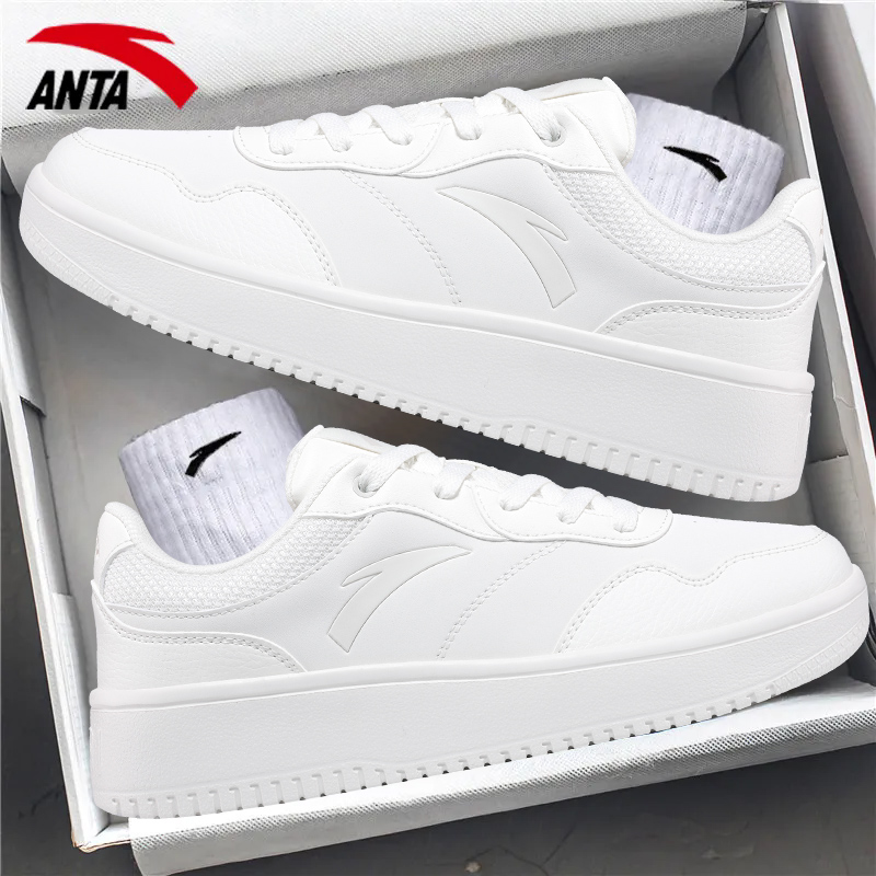 安踏女鞋学生厚底增高小白鞋